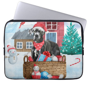 Great Dane Dog In snow Christmas Dog House Laptop Sleeve