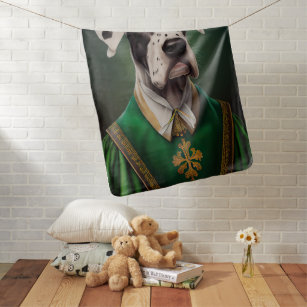 Great Dane Dog in St. Patrick's Day Dress Baby Blanket