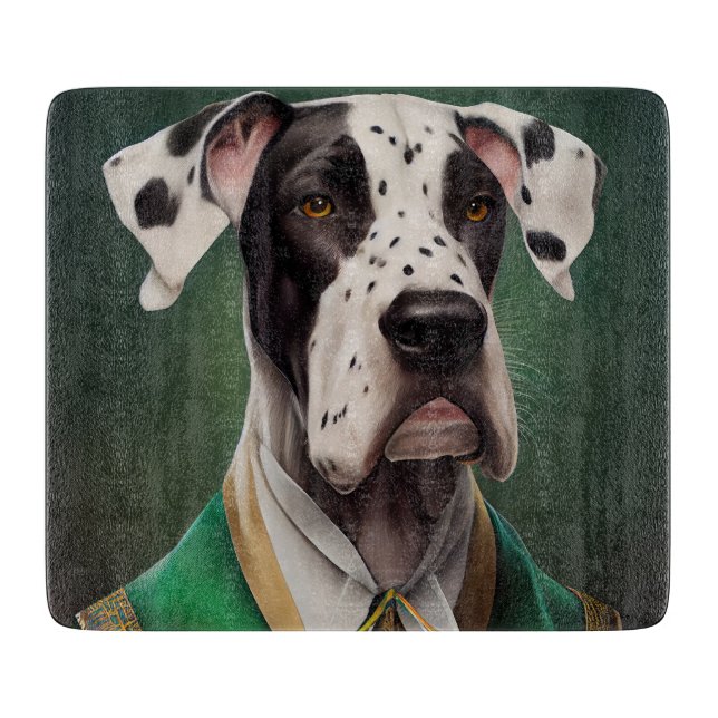 Great Dane Dog in St. Patrick's Day Dress  Cutting Board (Front)
