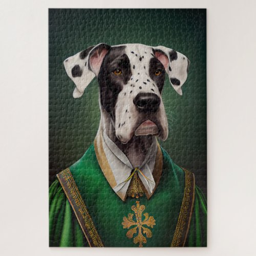 Great Dane Dog in St Patricks Day Dress Jigsaw Puzzle