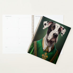 Great Dane Dog in St. Patrick's Day Dress Planner