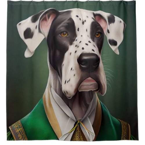 Great Dane Dog in St Patricks Day Dress Shower Curtain