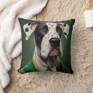 Great Dane Dog in St. Patrick's Day Dress Throw Pillow