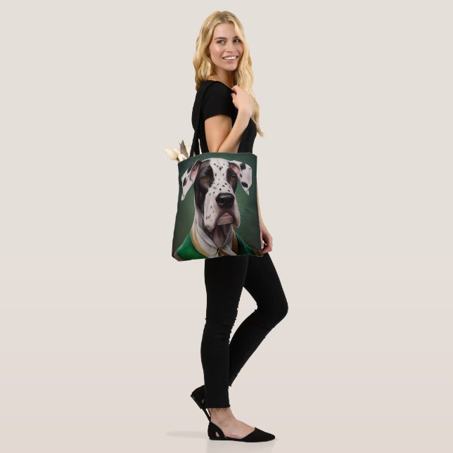 Great Dane Dog in St. Patrick's Day Dress Tote Bag (On Model)