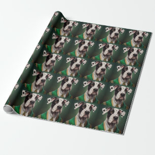Great Dane Dog in St. Patrick's Day Dress Wrapping Paper