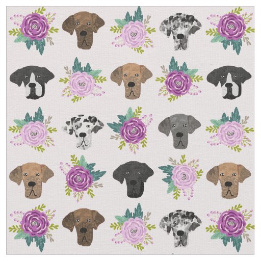 Great Dane dog lavender florals Fabric