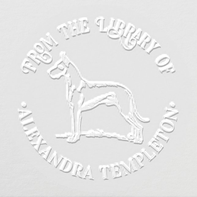 Great Dane Dog Line Art Library Book Name Embosser (Design)