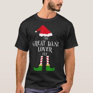 Great Dane Dog Lover Elf Christmas Pajama Matching T-Shirt