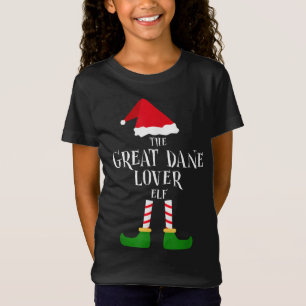 Great Dane Dog Lover Elf Christmas Pajama Matching T-Shirt