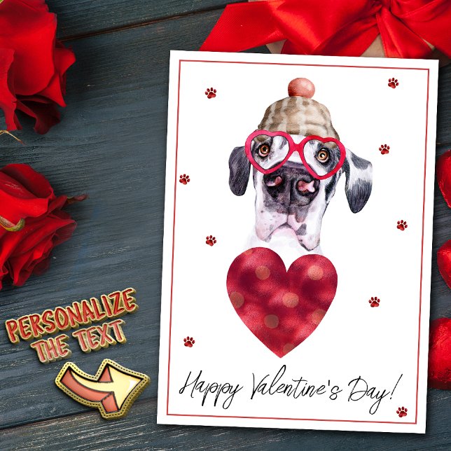 Great Dane Dog Lover Valentine Gift Holiday Card (Creator Uploaded)