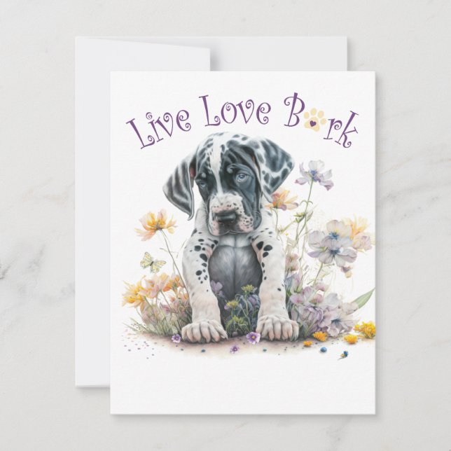 Great Dane Dog Mom Floral Note Card (Front)