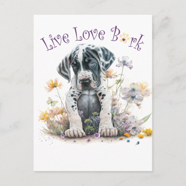 Great Dane Dog Mom Floral Postcard (Front)
