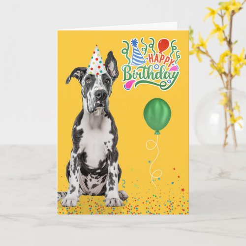 Great Dane Dog Party Hat Yellow Birthday