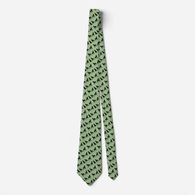 Great Dane Dog Pet Animal Black Green Pattern Neck Tie (Front)
