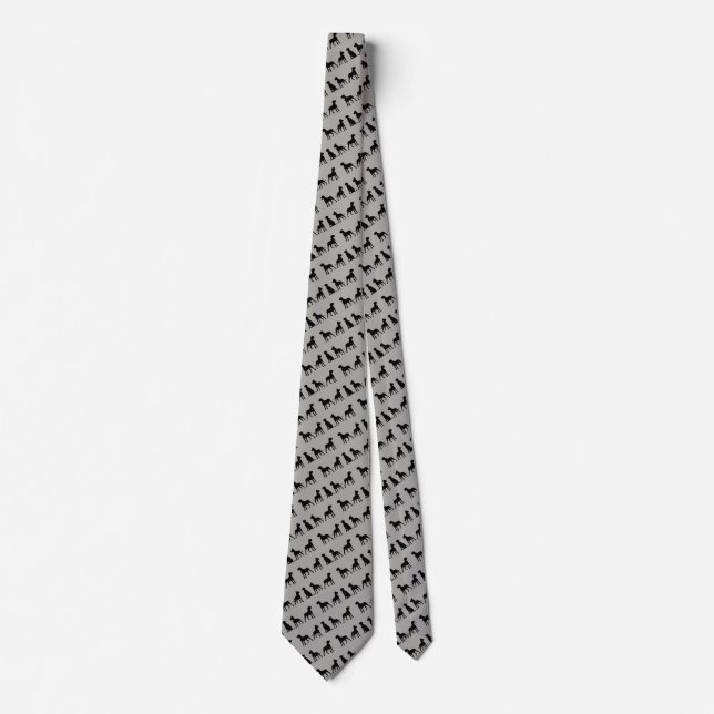 Great Dane Dog Pet Animal Black Grey Pattern Neck Tie (Front)