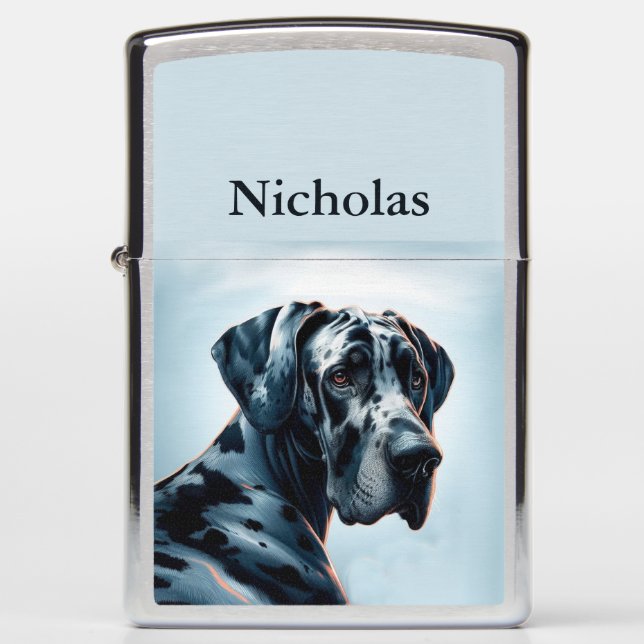 Great Dane Dog Pet Animal Custom Name Zippo Lighter (Front)