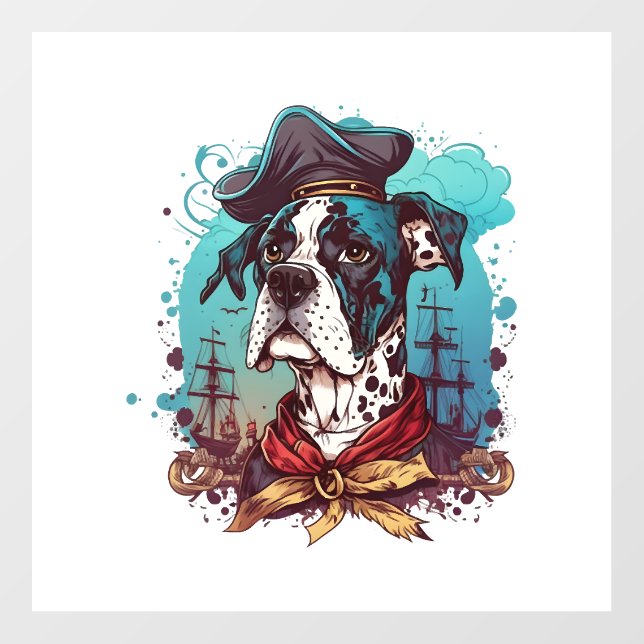 Great Dane Dog Pirate Floor Decals (Front)
