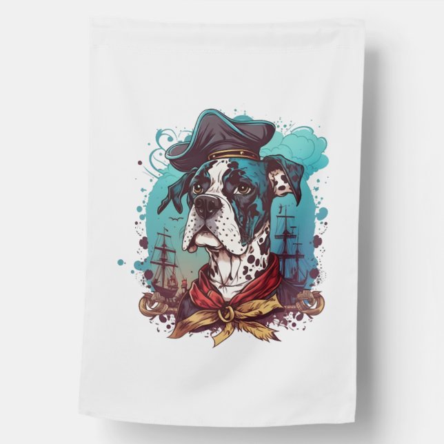 Great Dane Dog Pirate House Flag (Front)