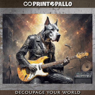 Great Dane dog playing electric guitar Tissue Paper