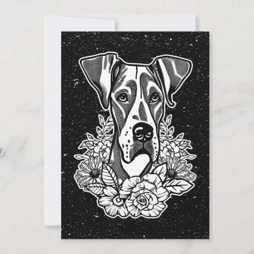 Great Dane Dog Puppy With Flowers Thank You Card