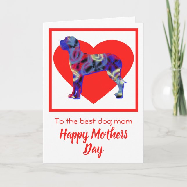 Great Dane Dog Red Heart Mother’s Day Card (Front)