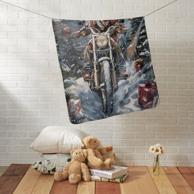 Great Dane Dog Riding Motorcycle Christmas Baby Blanket (In Situ)