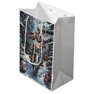 Great Dane Dog Riding Motorcycle Christmas Medium Gift Bag