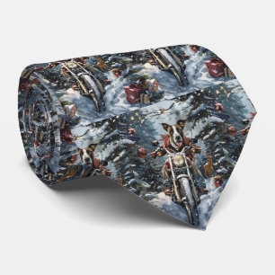 Great Dane Dog Riding Motorcycle Christmas Neck Tie
