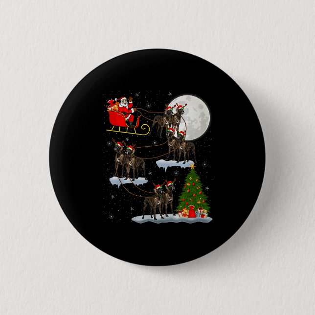 Great Dane Dog Santa Sleigh Flying Funny Magical C Button (Front)