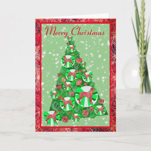 Great Dane Dog Silhouette Christmas Tree Cute Bow Card