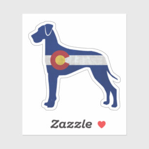 Great Dane Dog Silhouette Colorado Flag Sticker