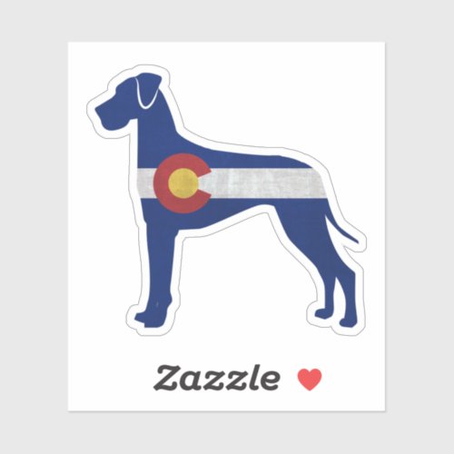 Great Dane Dog Silhouette Colorado Flag Sticker