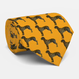 Great Dane Dog Silhouette Halloween Orange Neck Tie