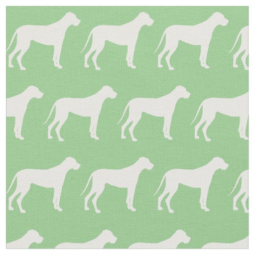 Great Dane Dog Silhouette Pet Sage Green Fabric