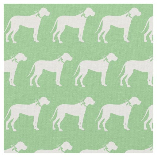 Great Dane Dog Silhouette Pet Sage Green Fabric