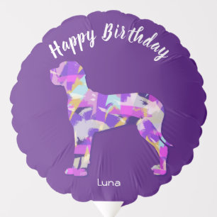 Great Dane Dog Silhouette Purple PY&B Birthday Balloon