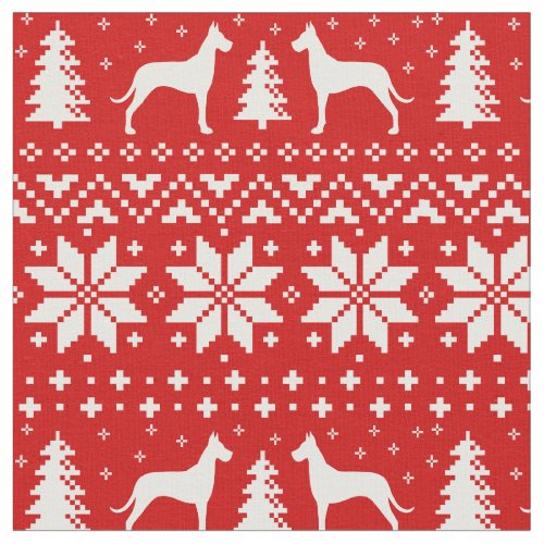 Great Dane Dog Silhouettes Christmas Holiday Fabric