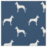 Great Dane Dog Silhouettes Pattern Blue and White Fabric
