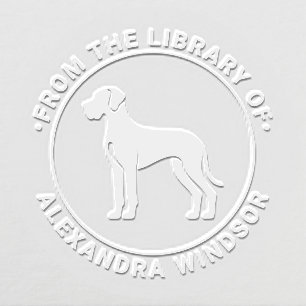 Great Dane Dog Standing Silh Library Book Name Embosser