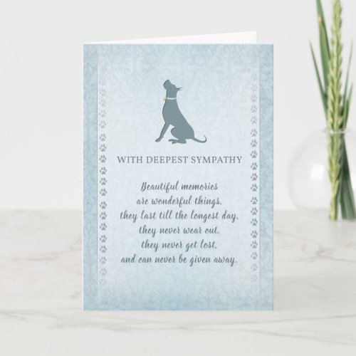 Great Dane Dog Sympathy Beautiful Memories Card