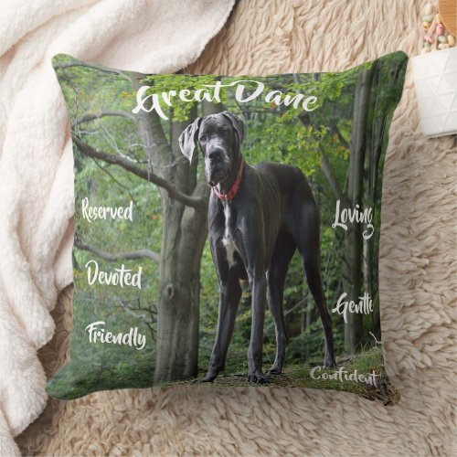 Great Dane Dog Traits Throw Pillow Home Accents 