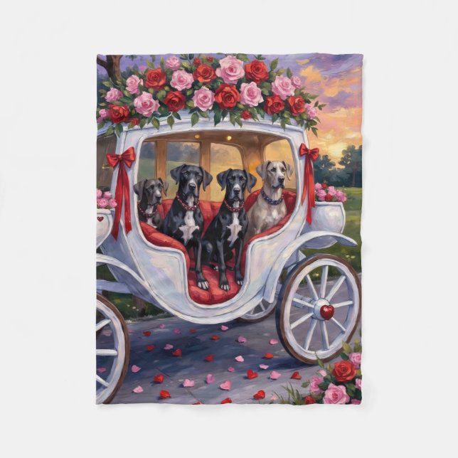 Great Dane Dog Valentine's Day Fleece Blanket (Front)