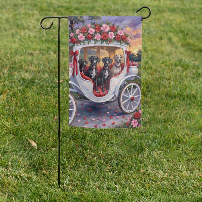 Great Dane Dog Valentine's Day Garden Flag (In SItu)