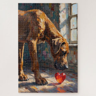 Great Dane Dog Valentine's Day Gentle Heart Jigsaw Puzzle