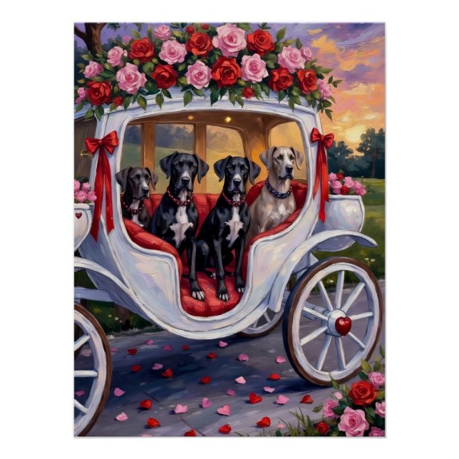 Great Dane Dog Valentine's Day Poster (Front)