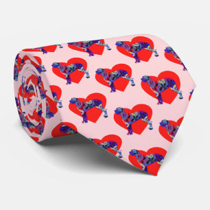 Great Dane Dog Valentines Day Red Pink Neck Tie