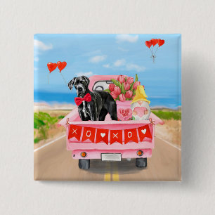 Great Dane Dog Valentine's Day Truck Button