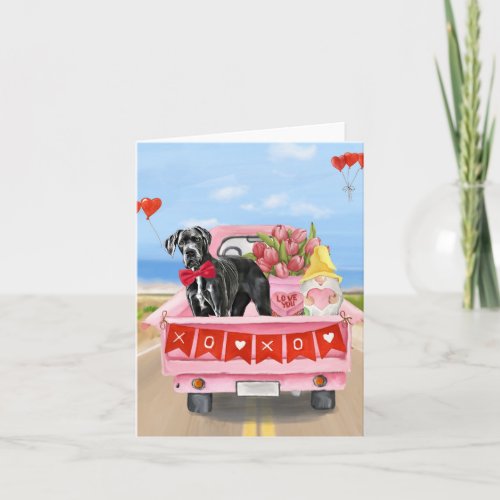 Great Dane Dog Valentines Day Truck Card