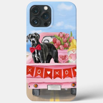 Great Dane Dog Valentine's Day Truck iPhone 13 Pro Max Case