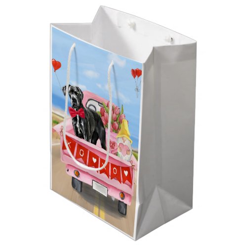 Great Dane Dog Valentines Day Truck Medium Gift Bag